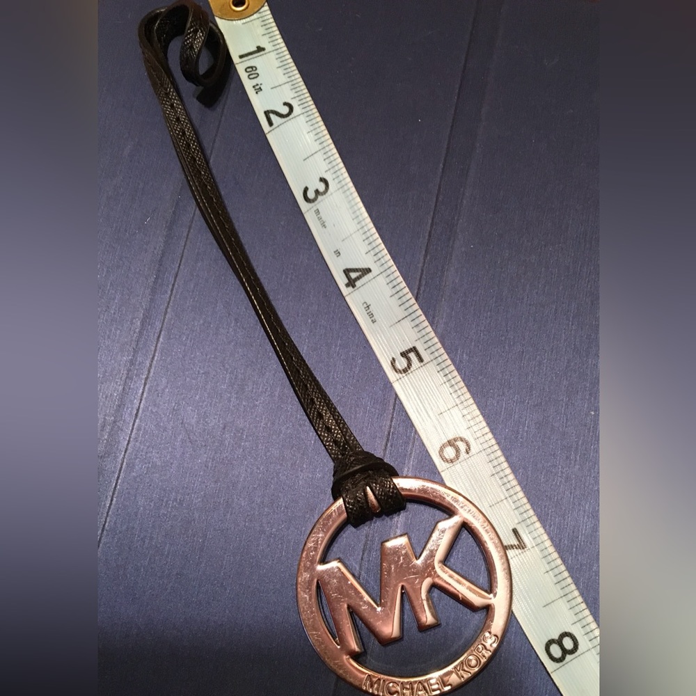 Michael Kors MK Charm Hang Tag Silver Tone Keychain Key Fob Charm